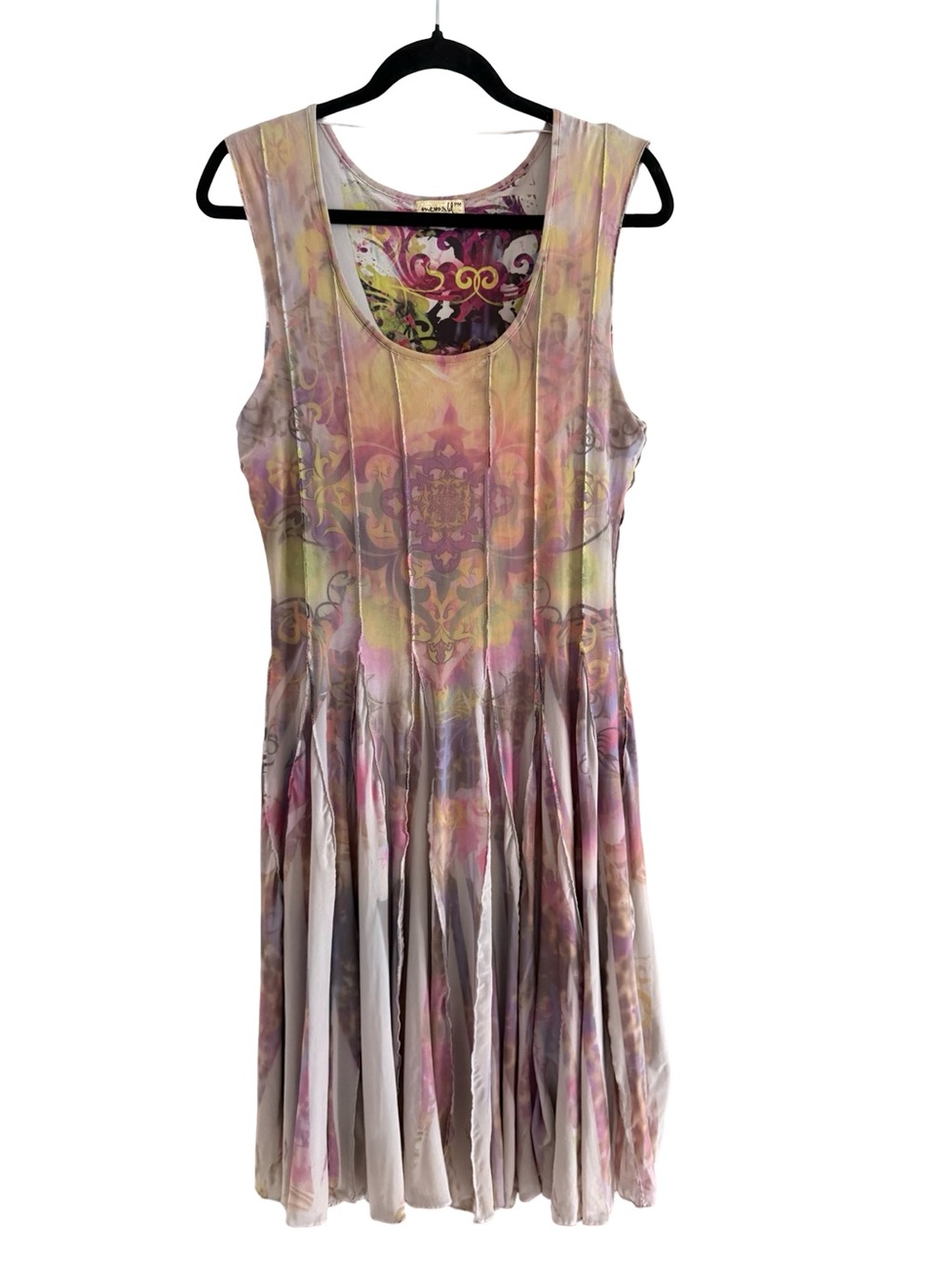 One World Boho Art Print Sleeveless Midi Dress Petite Medium